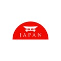 historical torii gate japanese logo. sunset torii gate icon logo vector illustration. japanese history monument