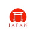 historical torii gate japanese logo. sunset torii gate icon logo vector illustration. japanese history monument