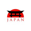 historical torii gate japanese logo. sunset torii gate icon logo vector illustration. japanese history monument