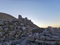 Historical touristic nemrut Mountain statues of ancient gods persian eagle god, med empire lion god, zeus, Herakles, apollon