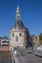 Historical tower and jetty in the center of Hoorn