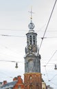 Historical tower Munttoren of Amsterdam close up Royalty Free Stock Photo