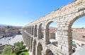 Historical town cityscape and Aqueduct Segovia Spain