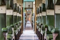 Historical train carriage inside view Royalty Free Stock Photo