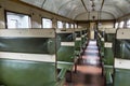 Historical train carriage inside view Royalty Free Stock Photo
