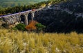 Vintage brick bridge between hills. Old railway bridge. It called Varda. Adana province in Turkey..