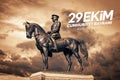 Historical Victory Monument with equestrian Mustafa Kemal Ataturk