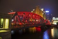 Historical vintage iron bridge at Shanghai bund