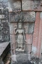 Vishnu, shiva, hindu god symbol, face in ancient temple ruins of angkor wat, cambodia, yoga class Royalty Free Stock Photo