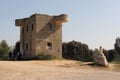 Historical 1946 Water Tower and Security House at the old place of Kibbutz Beeri, Southern Israel. Border with Gaza Royalty Free Stock Photo