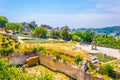 Historical weapons situated inside of the Chateau des Baux perched in Les Baux des Provence village in France Royalty Free Stock Photo