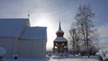 Mattmar church and Belltower in winter in Jamtland in Sweden