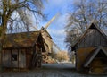 Historical Wind Mill in Winter in the Town Rethem at the River aller, Lower Saxony