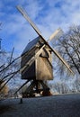 Historical Wind Mill in Winter in the Town Rethem at the River Aller, Lower Saxony