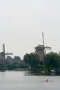 Historical wind mills aside river Vecht