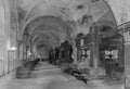 Historical wine presses in the lay refectory of the Eberbach monastery, Hessen, Germany