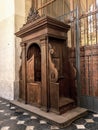 Historical wooden confessional in catholic church, Krakow Poland