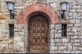 Historical wooden door with arch dated to 18th century in Bruchsal, Germany