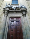 Historical Wooden Door With Religious Statues