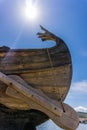 Historical wooden shipwreck reconstruction on land, Urla, Izmir, Turkey. Ancient Greek culture