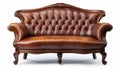 Historically Accurate Brown Leather Sofa With Carving And Smooth Curves