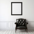 Historically Accurate Gothic Black Leather Chair Portrait With Frame Royalty Free Stock Photo