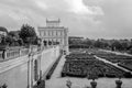 Historically, an important architectural building landmark castle with garden and flowers and shrubs ladshaftnym design in the for Royalty Free Stock Photo