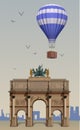 History of aeronautics, history of the Paris balloon. Vector Royalty Free Stock Photo