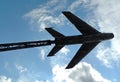 Monument of old jet fighter at war museum. Bottom point of view Royalty Free Stock Photo