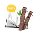 history book with wooden dolls. Vector illustration decorative design