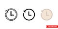 History clock icon of 3 types. Isolated vector sign symbol.