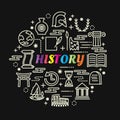 History colorful gradient with line icons set