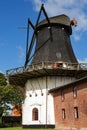HÃËJER, TÃËNDER, JUTLAND, DENMARK - AUGUST 16, 2019: Historic HÃÂ¸jer MÃÂ¸lle windmill from 1857 in the Museum SÃÂ¸nderjylland.