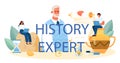 History expert typographic header. History science, paleontology