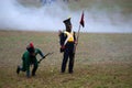 History fan in military costume, Austerlitz Royalty Free Stock Photo