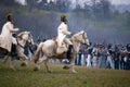 History fans in military costume reenacts the Battle of Three Emperors Royalty Free Stock Photo