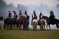 History fans in military costume reenacts the Battle of Three Emperors Royalty Free Stock Photo