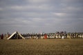 History fans in military costumes Austerlitz