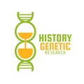 history genetic research double helix hour glass logo design illustration