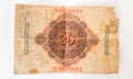 History of German Banknote Zwanzig Mark 1914 - WW1 Royalty Free Stock Photo