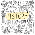 History hand drawn doodles. Vector back to school illustration.