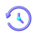 History icon 3d, great design for any purposes. Circle clock icon. Clock sign. Internet technology. Vector illustration