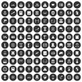 100 history icons set black circle