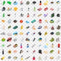 100 history icons set, isometric 3d style