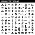 100 history icons set, simple style