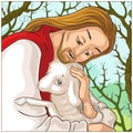 History of Jesus Christ. The Parable of the Lost Sheep. The Good Shepherd Portrait Rescuing a Lamb Caught in Thorns