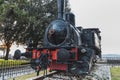 History and landmark: Historical Locomotiva Numero Uno, steam Italian engine on Colle Cidneo, Brescia