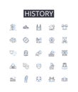 History line icons collection. Culture, Legacy, Tradition, Timeline, Chronology, Past events, Ancestral records vector