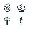 History line icons. linear set. quality vector line set such as dagger, axe, fossil