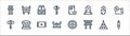 history line icons. linear set. quality vector line set such as dagger, torii gate, viking helmet, axe, meteorite, vest, treasure